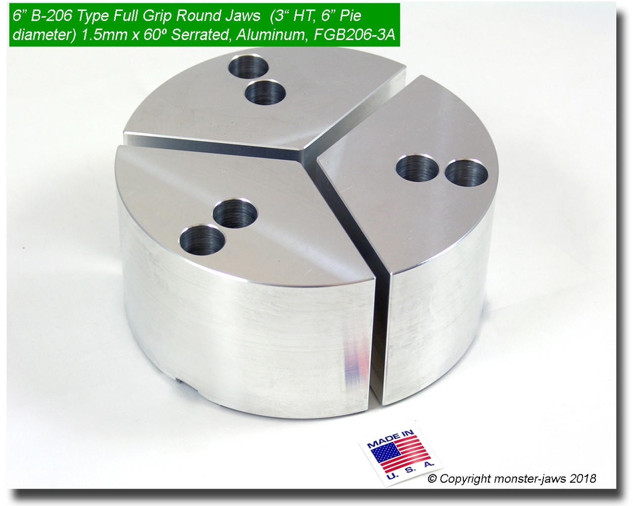 FGB206-3A 1 Set of Aluminum Full Grip Round Soft Jaws 1.5mm x 60