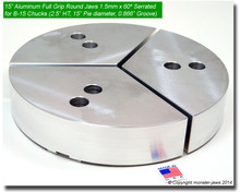 15" Aluminum Full Grip Round Jaws for B-15 Chucks (2.5" HT, 15.6" Pie diameter) (FGB15-25A)