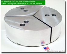 15" Aluminum Full Grip Jaws for MMK Chucks 3.0mm x 60° Serrations (4" HT, 15" Pie diameter)