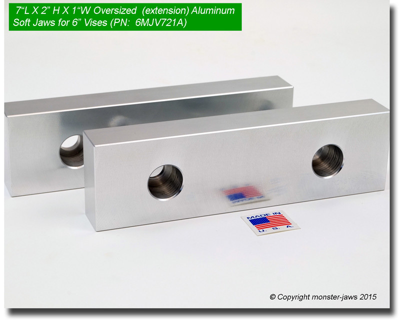 6MJV721A (7x2x1) Standard Extension Aluminum Machinable Soft Jaws