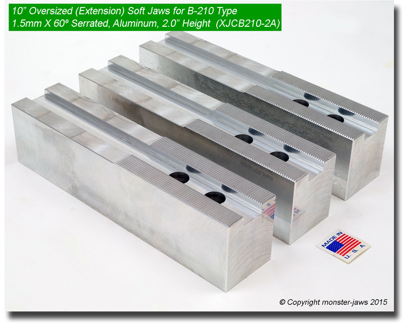 XLCB210-2A Aluminum Oversized Extended Length Jaws 1.5mm x 60