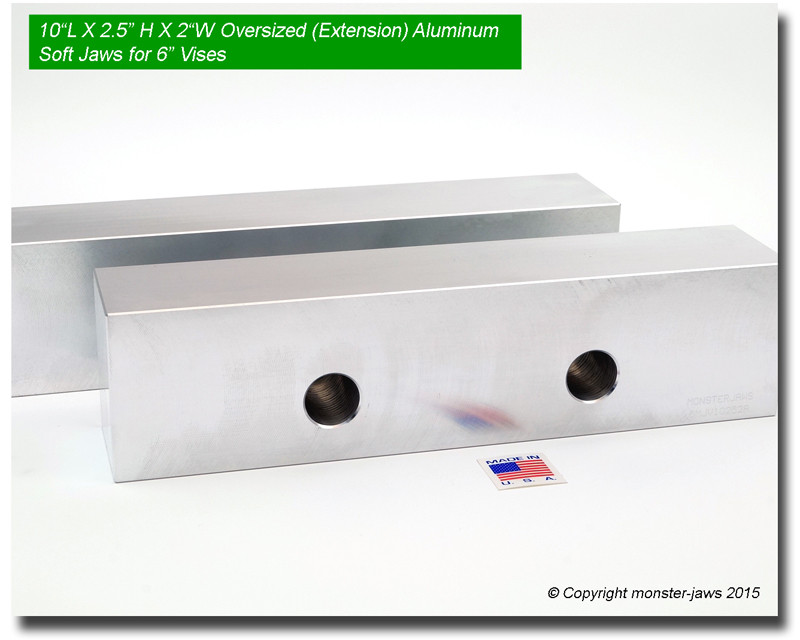6MJV10252A Oversized Extension Aluminum Machinable Soft Jaws for 6