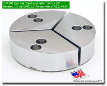 5" Aluminum Full Grip Round Jaws for B-205 Chucks (1.5" HT, 5.5" Pie diameter)