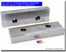 8 x 2.5 x 1" Oversized (Extension) Steel Machinable Jaws for 6" Vises