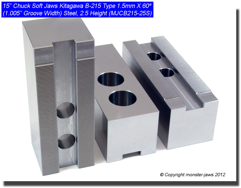 MJCB215-25SF Steel Jaws 1.5mm x 60° Serrated for B-215 Chucks (2.5