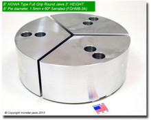 8" HOWA Type Aluminum Full Grip Jaws 1.5mm x 60° Serrated (3" HT, 8" Pie diameter) 