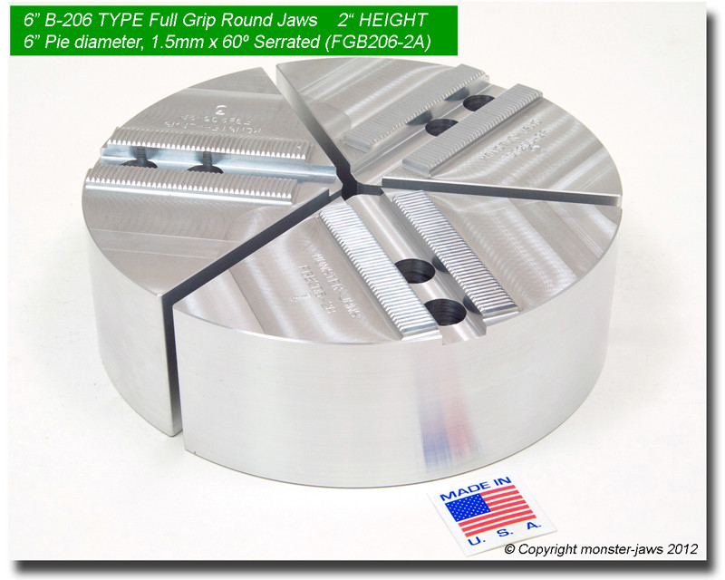 FGB206-2A 1 Set of Aluminum Full Grip Round Soft Jaws 1.5mm x 60