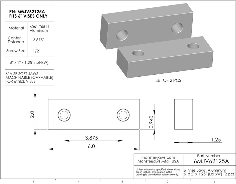 6MJV62125A 10-Pack 6 x 2 x 1.25