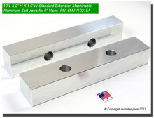 10 x 2 x 1.5" Oversized (Extension) Aluminum Soft Jaws for 6" Vises
