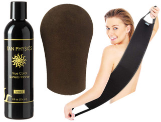 Tan Physics True Color Tanner 8 oz w/FREE Tanning Mitt and Back Applicator by Sans-Sun