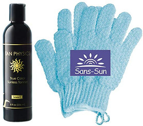 Tan Physics True Color Tanner 8 oz w/ FREE Pair Exfoliation Gloves by Sans-Sun