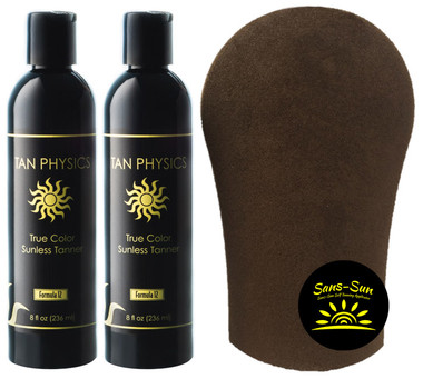 2 Pack of Tan Physics True Color Sunless Tanner with Sans-Sun Tanning Mitt