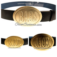 Oval name belt buckle