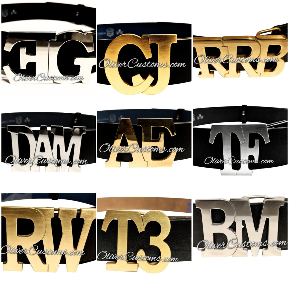 Letter T Initial Alphabet Monogram Belt Buckle