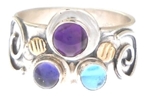 THREE STONE RING,  AMETHYST