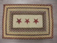 20" x 30" Jute Braided Rug with Burgundy Painted Stars PP-357