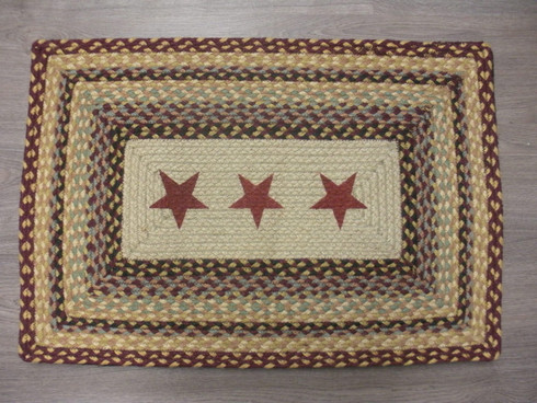 20" x 30" Jute Braided Rug with Burgundy Painted Stars PP-357