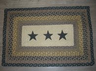 20" x 30" Jute Braided Rug Black Stars PP-99