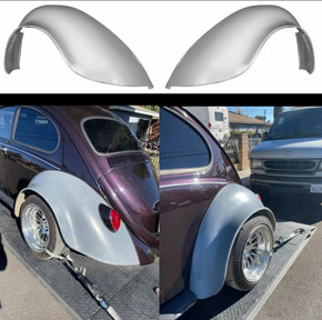 F100F  1949-1977 VW Beetle and 1971-1979 VW Super Beetle FLARED 3" Wider Than Stock Rear Fenders, Smooth No Indention For Tail Lights-PAIR 3" WIDER
