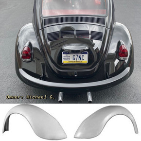 F203W 1949-1977 VW Beetle and 1971-1979 VW Super Beetle NON-FLARED 3" Wider Than Stock Rear Fenders, Smooth No Indentions For Tail Lights-PAIR 3" WIDER