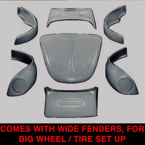 K200 1949-1977  VW Beetle Heavy Duty Deluxe Extra Thick 7 Piece Baja Broad Eye Complete Kit with Wide Front and Rear Fenders Will Not Fit Super Beetle