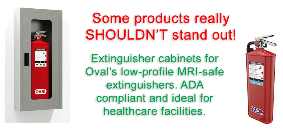 Cabinets for Oval low-profile MRI-safe extinguishers