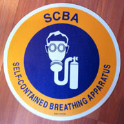 Custom SCBA sign with graphics.