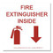 Photograph of the Fire Extinguisher Inside Label w/ Graphic and downward pointing arrow.