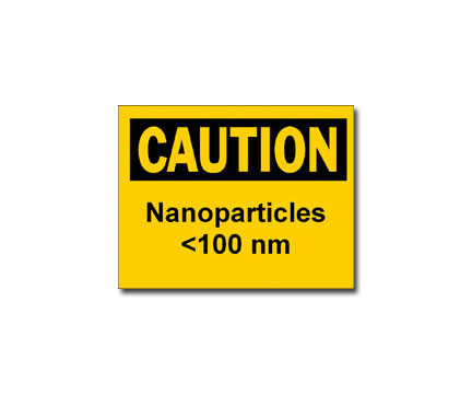 Photograph of the Caution Nanoparticles <100 nm Label.