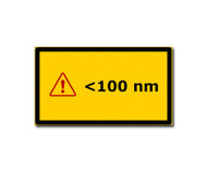Photograph of the < 100 nm Label w/ Alert Icon.