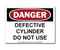 Photograph of the Danger Defective Cylinder Do Not Use Label.