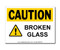 Photograph of the Caution Broken Glass Label w/ Icon.