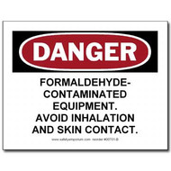 Photograph of the Danger Formaldehyde Contaminated Equipment, Avoid...Label.
