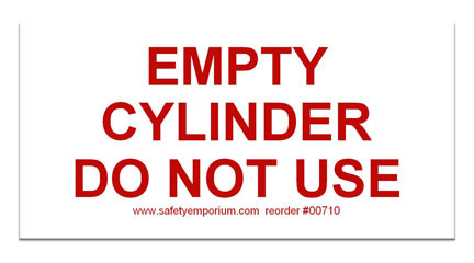 Photograph of the Magnetic Sign - Empty Cylinder Do Not Use.