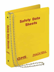 Photograph of the English GHS Safety Data Sheet 3-Ring Binders w/ 36" chain.