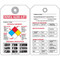 A drawing showing the front and back sides of this NFPA chemical hazard tag as described in the Product Description.