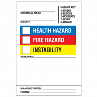 Drawing of super sticky HazCom label with colored check boxes.