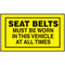 Drawing of yellow and black seat belts must be worn in this vehicle at all times.