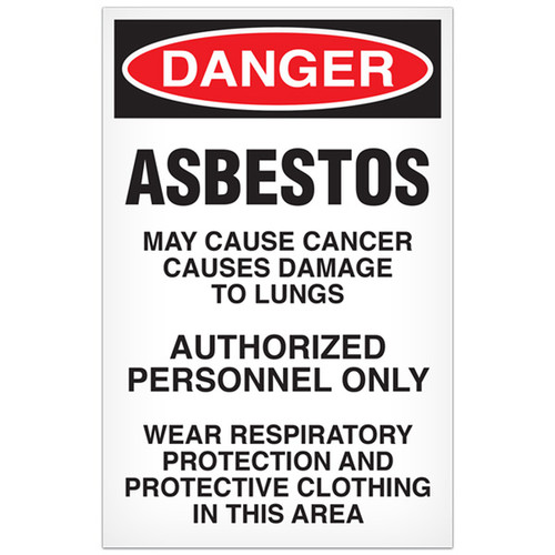DANGER, Asbestos OSHA Signs, Paper, 100/pkg