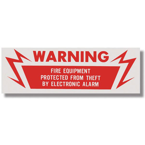 Picture of an Electronic alarm warning sign for fire equipment, 6"w x 2"h vinyl.