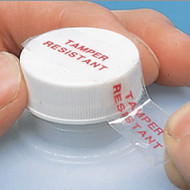 Photograph of tamper resistant seal in use on cap.