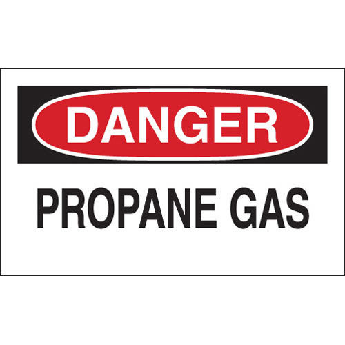 Drawing of red, black, and white danger propane gas sign.