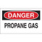 Drawing of red, black, and white danger propane gas sign.