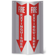 Picture of the Fire Extinguisher 3-D rigid plastic wall sign, 4"w x 18"h per side.
