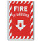 Picture of the Fire Extinguisher 90° aluminum wall sign, 2-sided w/ icon, 8"w x 12"h.
