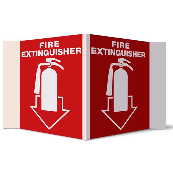 Fire Extinguisher 3 D Rigid Plastic Wall Sign W Icon And Arrow 5 W X 6 H Per Side