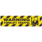 Photograph of an anti-slip floor safety sign reading "Warning Forklift  Traffic" in black on a yellow background.  Includes a graphic of a black forklift.