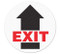Drawing of white and black exit safety floor marker with arrow.