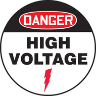 An image of a Slip-Gard™ Floor Sign.  It has "Danger" in white lettering on a red and black background at the top of the sign. Below that, the words "HIGH VOLTAGE" in bold black letters with the High Voltage symbol in red.