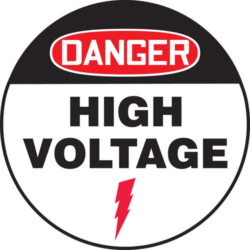 An image of a Slip-Gard™ Floor Sign.  It has "Danger" in white lettering on a red and black background at the top of the sign. Below that, the words "HIGH VOLTAGE" in bold black letters with the High Voltage symbol in red.